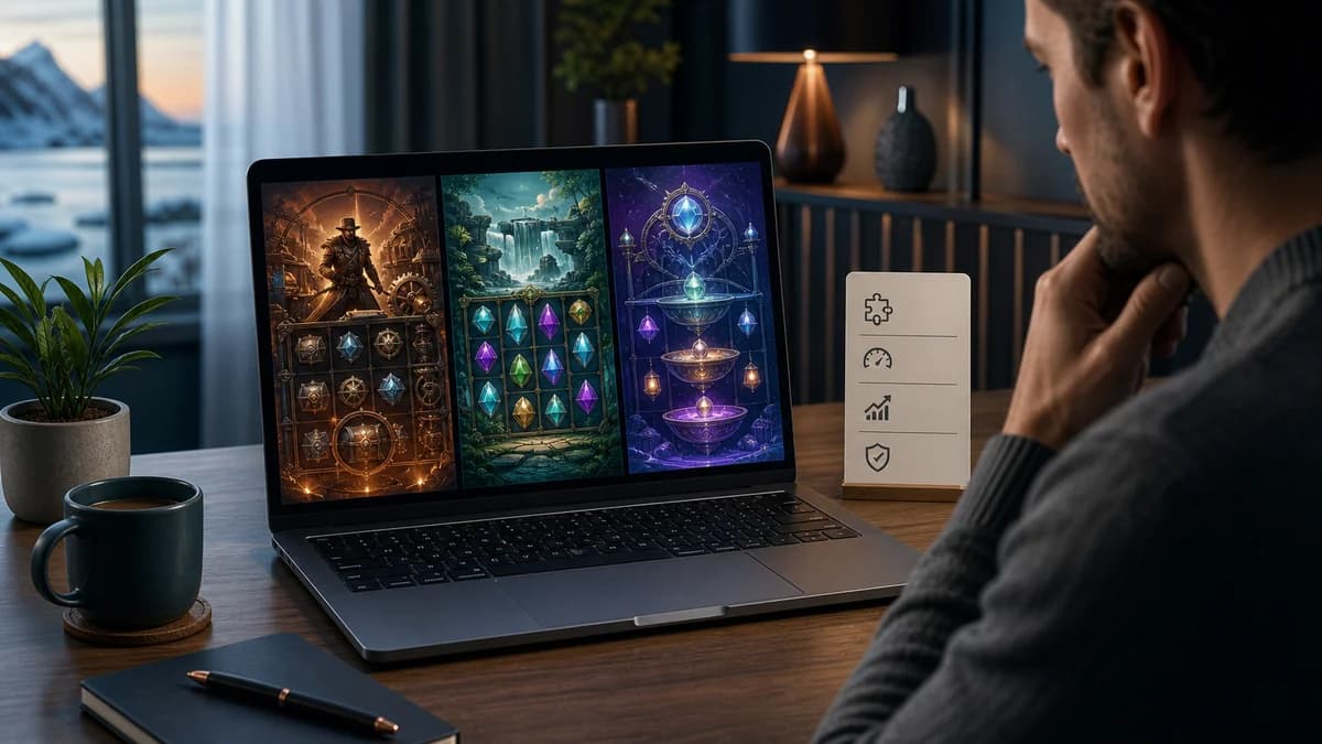Pelaaja vertailee kolmea erilaista Relax Gaming -pelityyppiä ja tarkistaa pelitiedot mobiilikasinon neutraalissa aulanäkymässä.