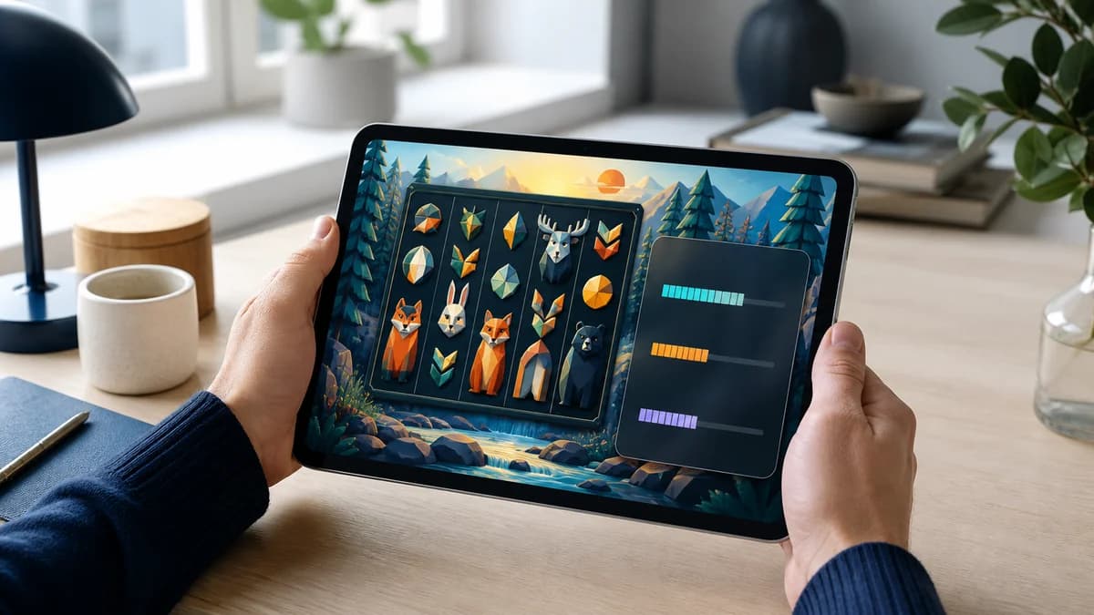 Pelaaja tarkistaa värikkään Thunderkick-kolikkopelin RTP-version panosvälin ja mobiilin sääntönäkymän ennen talletusta.