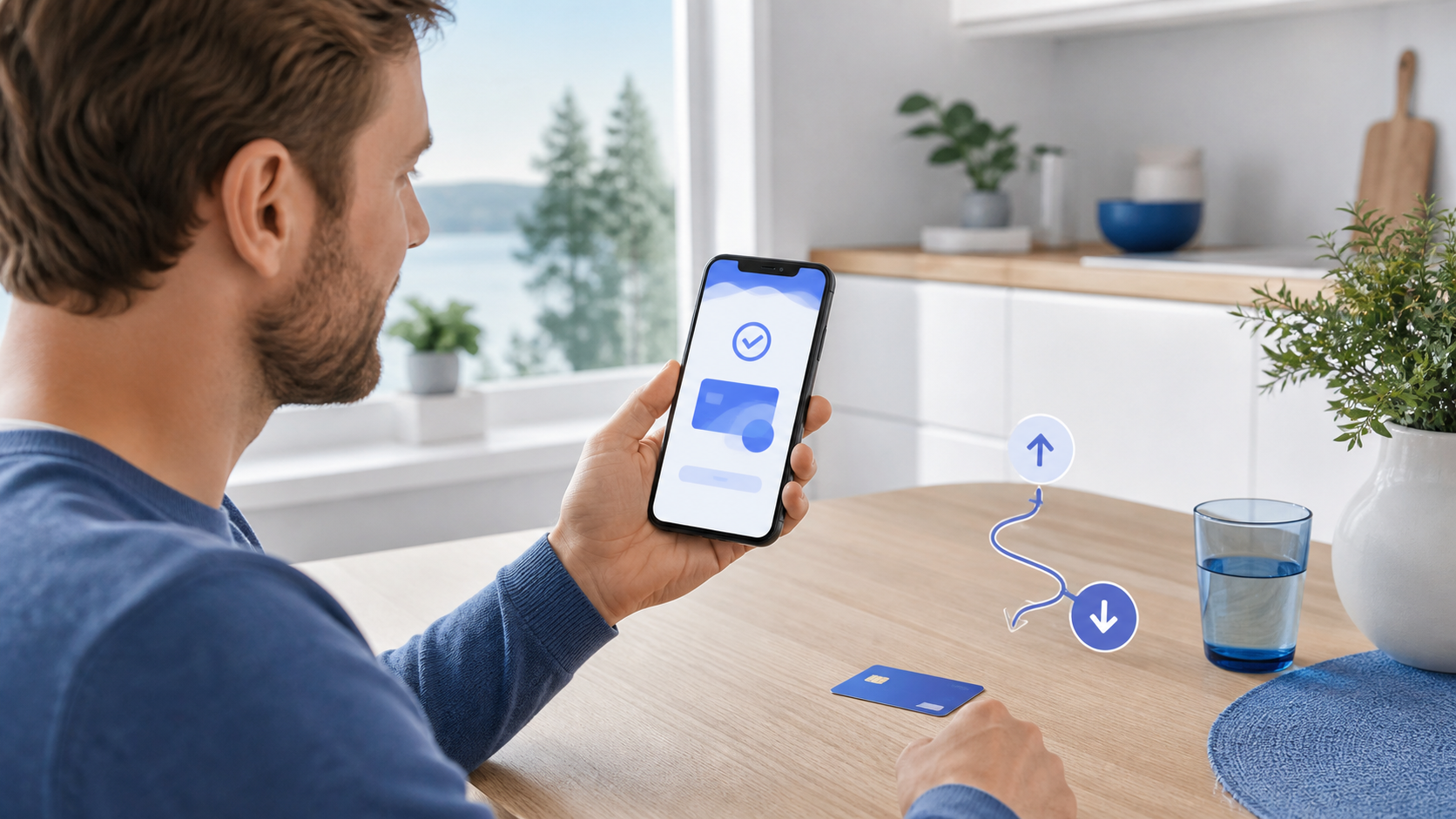 Pelaaja tarkistaa MobilePay-kasinotalletuksen taustakortin kulut sekä erillisen kotiutusreitin puhelimella.